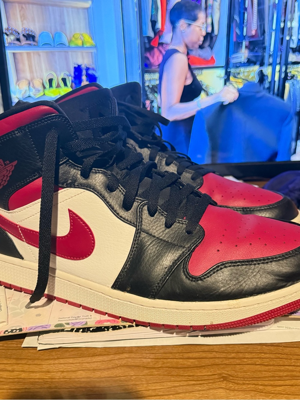 Nike Air Jordan 1 Mid Men’s Sneakers - Black/Red/White